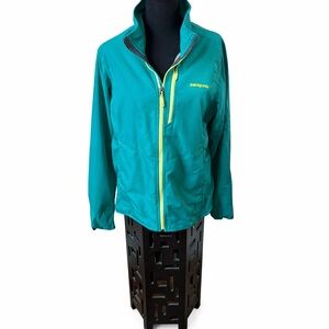 Patagonia Women’s Teal Lightweight Zip Up Jacket Windbreaker Hiking Size L